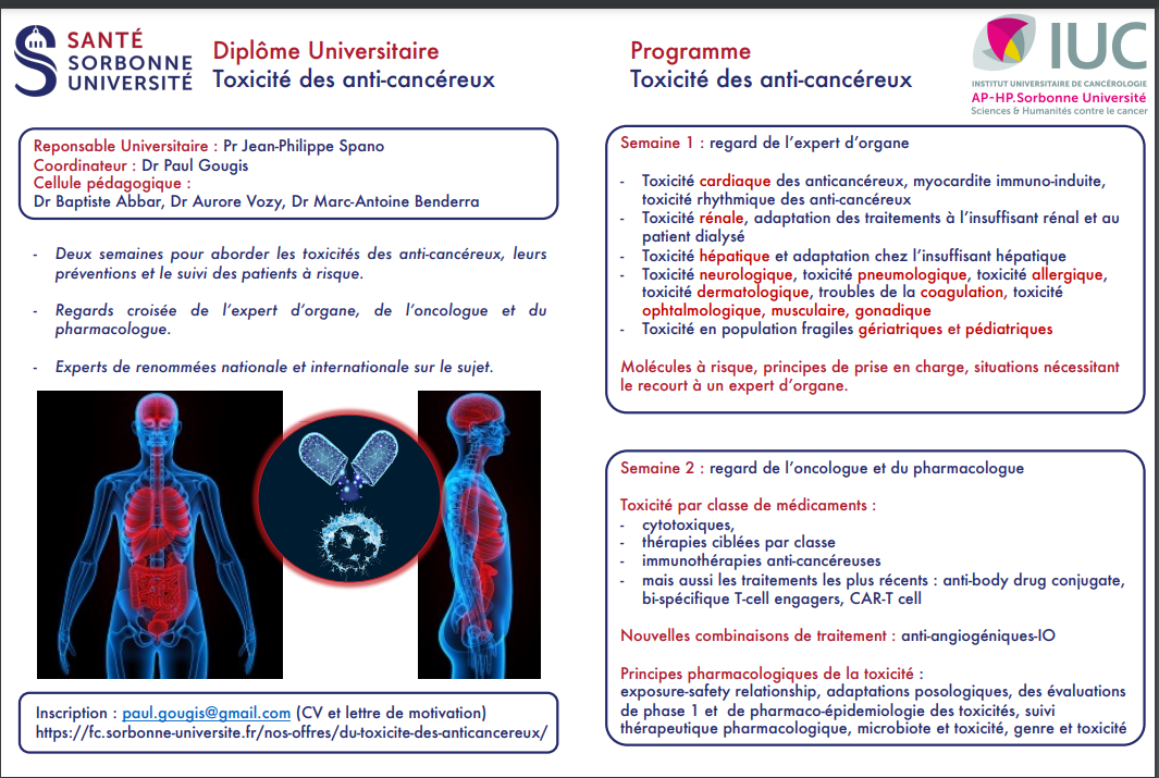 DU ToxicitéAntiCancéreuxSorbonne